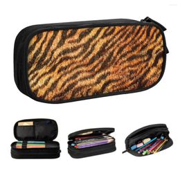 Bengal Tiger Fur Wildlife Pattern Pencil Cases For Girls Boys Animal Skin Leopard Large Capacity Pen Box Bag Stationery