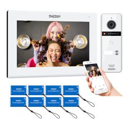 Cameras Tmezon Wifi Video Door Intercom System, 7 Inch 1080p Ip Touchscreen Monitor with Wired Camera Outdoor, App/swipe Card Unlock