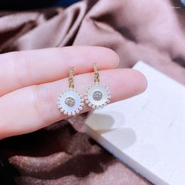 Stud Earrings Korean Fashion Round Shell Seed Pearl For Women Gold Color Plated Jewelry