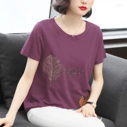 Women's T Shirts Fashion O-Neck Short Sleeve Spliced Embroidery T-Shirt Clothing 2024 Summer Loose Casual Tops Commuter Tee Shirt