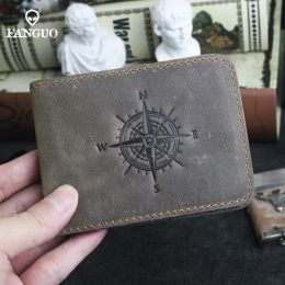 Holders 3D Compass Embossed Credit Card Holder Bag Genuine Leather Driver Licence Holder Handmade Multifunction Card Wallet