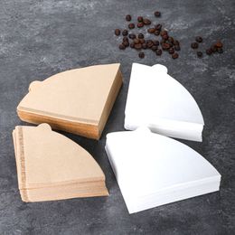 원뿔 커피 필터 일회용 카페 종이 라이너 100 카운트 커피 포드 가방 백 흰색 베이지 색 브루어스 바구니 제조업체 제조업체 바 교체 드리퍼 붓기 도구 14.5/16cm