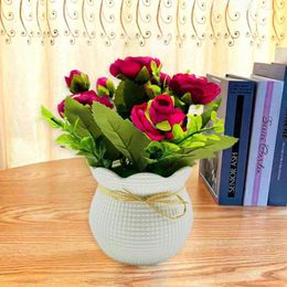 Decorative Flowers Easy-care Artificial Flower Elegant Potted Plants For Home Office Decor 6 Head Table Centrepiece Indoor