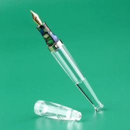 Pens Moonman / MAJOHN S5 Resin Dropper Fountain Pen Transparent Iridium 0.38/0.5mm LargeCapacity Ink Storing Writing Gift Ink Pen