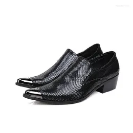 Dress Shoes Mens Glitter Snake Skin Leather Black High Heels Pointy Toe Loafers Formal Wedding Oxford Shoe Lasts Zapatos Hombre