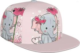 Ball Caps Lovely Elephant Butterfly Flower Pattern Flat Bill Hat Unisex Snapback Baseball Cap Hip Hop Style Visor Blank Adjus