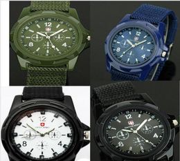 Whole Mix 4colors Cool Summer Men Sport Military Army Pilot Fabric Strap Sports Men Gemius Army Watch SA0035414322