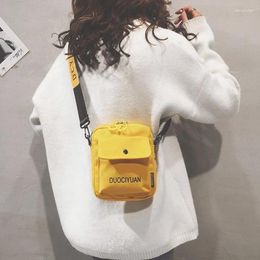 Shoulder Bags Korean Ladies Messenger Canvas Bag Square Simple Solid Color College Hip Hop Girl