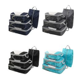 Bags 4 Set Suitcase Compression Packing Cubes Travel Luggage Packing Cubes Luggage Cubes with Shoe Bag Clothes Bag