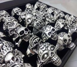 Lots 100pcs Men Bulk Skull Rings New Gothic Biker Punk Cool Whole Fashion Jewellery Lot9152639