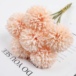 Decorative Flowers 6Pcs Silk Ball Chrysanthemum Wedding Artificial Flower Christmas Decor Vase For Home Arrangement Accessories