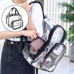 Storage Bags 3 Pcs Clear Backpack Set With Compartment Heavy Duty Stadium See Through Bookbags Waterproof PVC Transparent School Bag