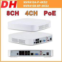 Lens Original Dahua PoE NVR 8MP 4K 8CH NVR41088P4KS2/L 4CH NVR4104P4KS2/L 4/8CH Video Recorder IP CAMERA NVR Face Detection SMD