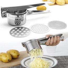 Potato Mashers Ricers Kitchen Cooking Tools Stainless Steel Pressure Mud Puree Vegetable Fruit Press Maker Garlic Presser 240415