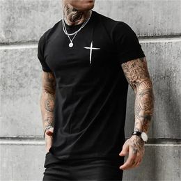 Cross 3D Printed Mens TShirt Summer Fashion Tops Tee Short Sleeve ONeck Oversized T Shirt Simple Casual Street Clothing 240408