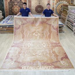 Carpets 7.4'x10.3' Handmade Turkish Silk Rug Double Knots Antique Coffee Carpet (YL1581A)