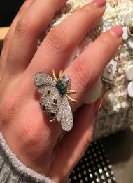 2019 new bee ring female open index finger size code ring network red tide person inlaid zircon Jewellery accessories trend bee elem9477231