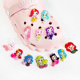 Anime charms wholesale childhood memories mermaid funny gift cartoon charms shoe accessories pvc decoration buckle soft rubber clog charms fast ship