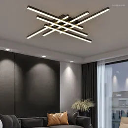 Chandeliers Modern Living Room LED Ceiling Light For Bedroom Kitchen Dining Study Shop Black White Gold Linear Chandelier Minimalist Design