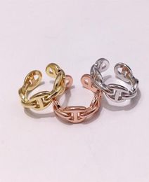 Fashion Titanium steel Brand rose gold silver open Narro H rings for women men love ring Party Wedding Valentine039s Day gift j7100159