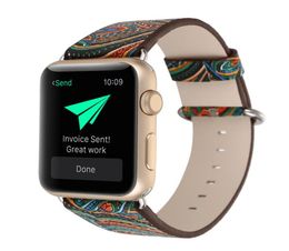 Flowers Painted style Watchband for Apple Watch Band 38mm 40mm 42mm 44mm Leather Strap for iwatch Series 1 2 3 4 5 Bracelet belt5782295