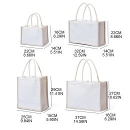 Bags Q1qa Burlap Tote Bags Jute Bags with Handle Resuabale Grocery Bag Reusable Jute Tote