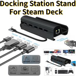 Hubs 6 in 1 Docking Station Stand For Steam Deck Video Converter Adapter USB PD 60W Charging Base Stand For Steam Deck Gaming Console