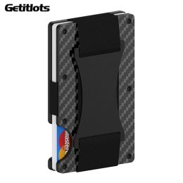 Holders Carbon Fiber Wallet for Men Women Minimalist RFID Credit Card Holder with Cash Strap Slim Minimalist Wallet Business ID Holder