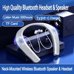 Earphones The New Bluetooth Headset Lightweight Stereo NeckMounted Wireless Bluetooth Headset With Speakers For Sports Exercise Game Call