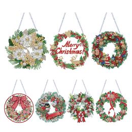 5D DIY Diamond Painting Wreath Ornament Christmas Full Drill Garland Special Shaped Crystal Kit Wall Decor 240407