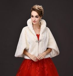 White Fur Coat Wedding Stole Shawl Shrug Bridal Prom Bolero Cape Ladies Evening Party Faux Fur Wedding Wraps Fashion Vintage7302405