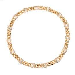 Hip Hop Jewelry Mossanite 10mm-14mm Gold Plated Moissanite Diamond Cuban Chain Necklace