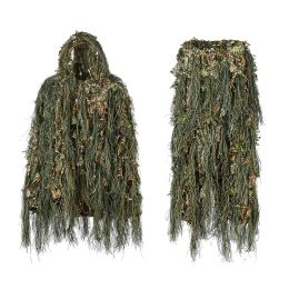 Sets Ghillie Suit Hunting Woodland 3d Bionic Leaf Disguise Uniform Cs Encrypted Camouflage Suits Set Army Military Tactical New