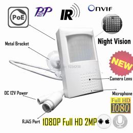 Detector Pin hole 1080P IR Audio POE Ip Camera Night Vision 940nm Infrared Ip Camera PIR Style Motion Detector P2P Metal Bracket