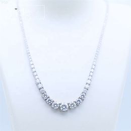 Hip Hop Iced Out White Moissanite Diamond 925 Sterling Silver Gradual Moissanite Diamond Tennis Chain Necklace