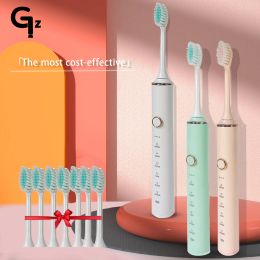 Heads CANDOUR Electric Toothbrush USB Charge Rechargeable Sonic Tooth brush For Kids Replacement Brush Head with 8 Brush Heads