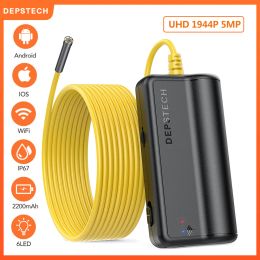 Cameras Depstech 5mp Endoscope Camera for Cars 1944p Hd Endoscopic Camera for Android Iso Mobile Wireless Ip67 Sewer Inspection Camera