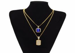 Pendant Necklaces Bling Iced Out Hip Hop Dog Set Mens Womens Gold Color Zinc Alloy Big Red Stone CAGM00537126767