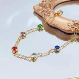 Link Bracelets Trendy Rhinestone Bracelet Fashion Jewellery Charm Chain For Women Men Coloured Zircon Stone Gifts