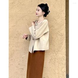 Work Dresses Miiiix High End Chinese Style O-Neck Coat Autumn And Winter 2024 Long A-line Half Skirt Two Piece Set Female Clothing