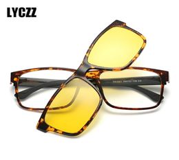 LYCZZ Vintage myopia glasses Polarised sunglasses Men driving Shades women magnetic clip mirror Square Eywear brand Sunglass UV3768857
