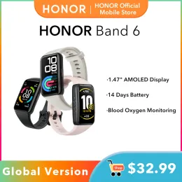 Wristbands HONOR Band 6 Smart Bracelet 6 1.47" AMOLED Screen Blood Oxygen Smartband Fitness Tracker Bluetooth 5.0 Waterproof Heart Rate