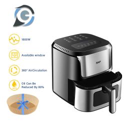 Fryers 6,8L große Kapazität Sichtbare Smart Automatic Multifunktion aus Edelstahl 1600W Haushalt Elektrische Luftfröenofen mit Bildschirm