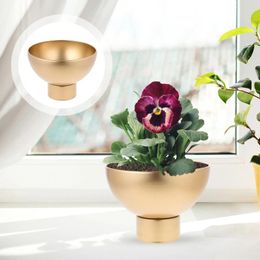 Vases Simple Bowl Shaped Metal Flowerpot Phalaenopsis Planting Pot Gold Wrought Iron Wide Mouth Flower Ware Home Vase Decoration