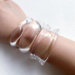 Bangle UJBOX Japan Korea Small Size Opening Clear Acrylic Bangles For Women Exquisite Chunky Bracelet Wrist Jewellery Wholesale