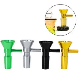 Metal Hookah Smoking Bowls Banger Slide 14mm Male With Handle and Philtre Screen Mesh For Glass Bongs Water Pipes Mix Colours