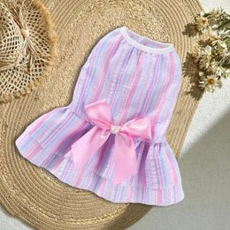 Dog Apparel High-quality Pet Dress Soft Breathable Puppy Princess With Vertical Striped Butterfly Skirt For Shih Summer Teddy