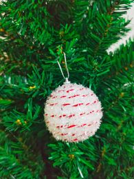 8cm high chip red rope thread flocking Christmas ball Christmas tree decorative ball pendant wedding hand-decorated high-end ball