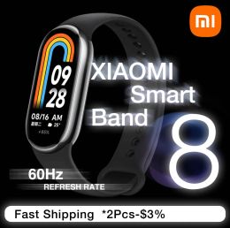 Wristbands Xiaomi Mi Band 8 Blood Oxygen 1.62 Amoled Screen Fiess Bracelet Miband8 60hz Fiess Traker Heart Rate Monitor Mi Smart Band