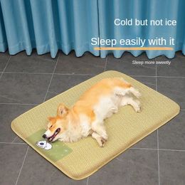 Dog Mat Cooling Summer Pad Moisture Resistant Cooler Rattan Blanket Woven Washable Breathable Bed For Small Medium Large 240418